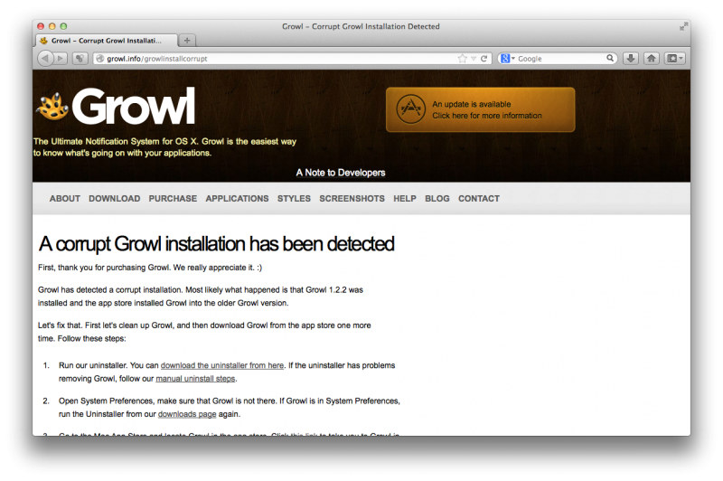 OSXメモ Growlをアンインストールしてみる